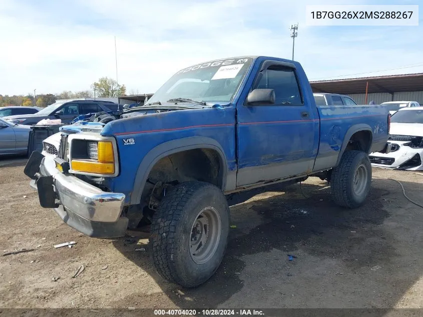 1991 Dodge Dakota VIN: 1B7GG26X2MS288267 Lot: 40704020