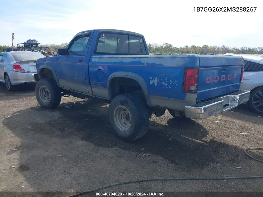 1991 Dodge Dakota VIN: 1B7GG26X2MS288267 Lot: 40704020