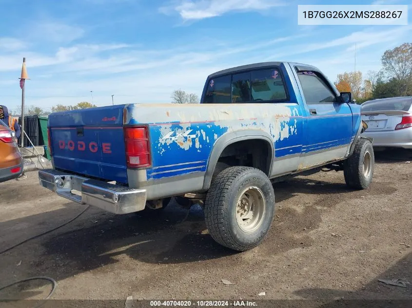 1991 Dodge Dakota VIN: 1B7GG26X2MS288267 Lot: 40704020