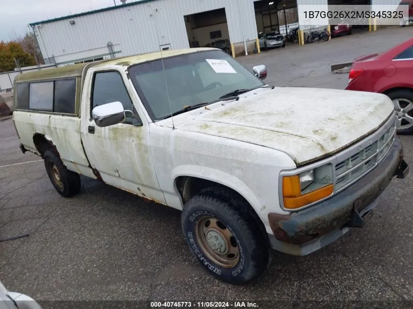 1991 Dodge Dakota VIN: 1B7GG26X2MS345325 Lot: 40745773