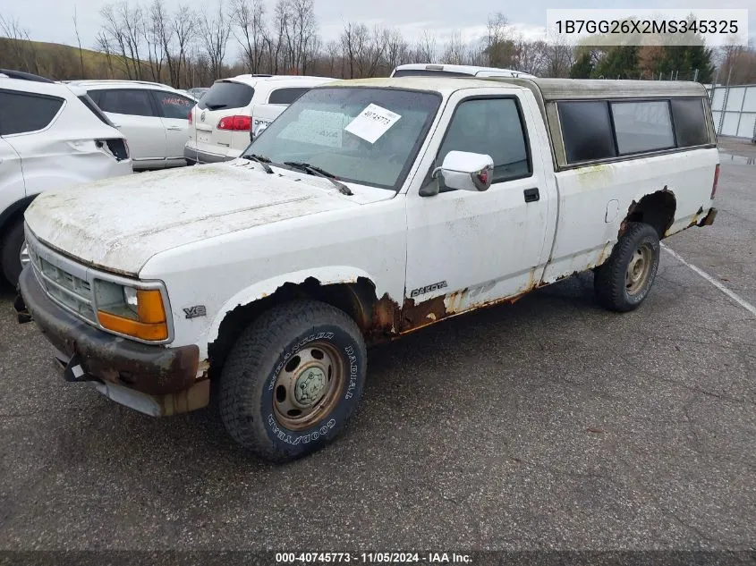 1991 Dodge Dakota VIN: 1B7GG26X2MS345325 Lot: 40745773