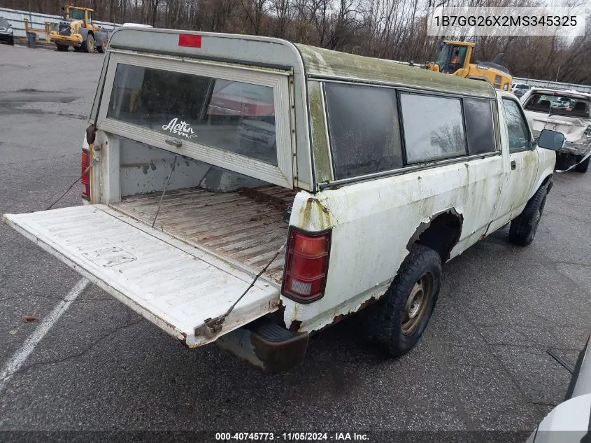 1991 Dodge Dakota VIN: 1B7GG26X2MS345325 Lot: 40745773