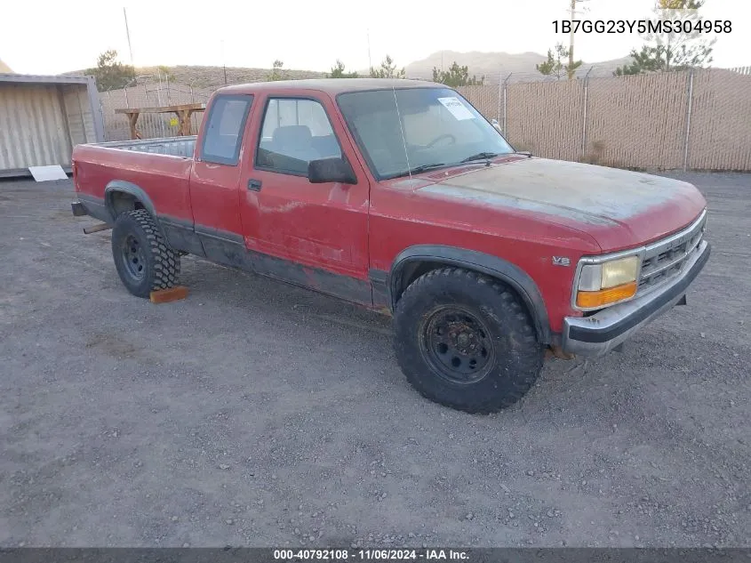 1991 Dodge Dakota VIN: 1B7GG23Y5MS304958 Lot: 40792108