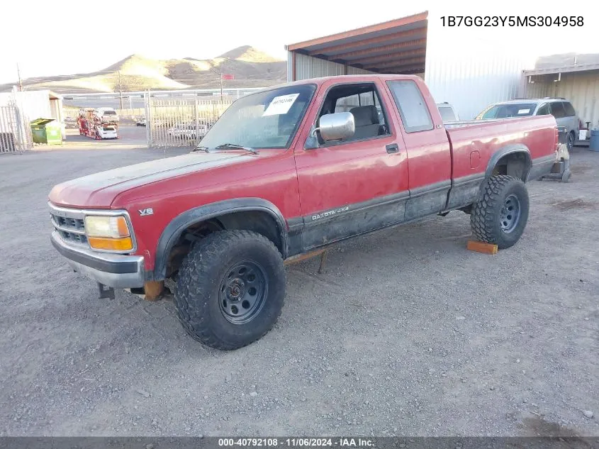 1991 Dodge Dakota VIN: 1B7GG23Y5MS304958 Lot: 40792108