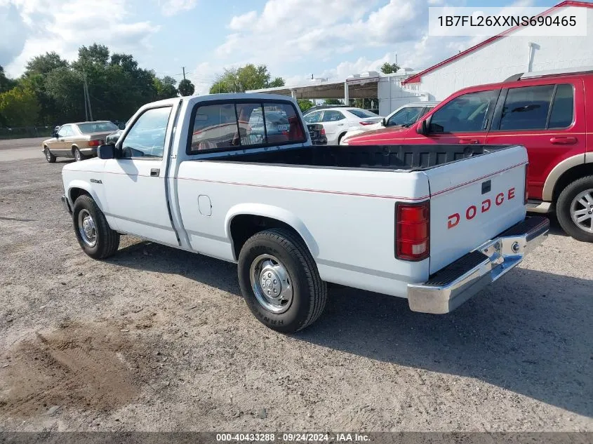 1992 Dodge Dakota VIN: 1B7FL26XXNS690465 Lot: 40433288