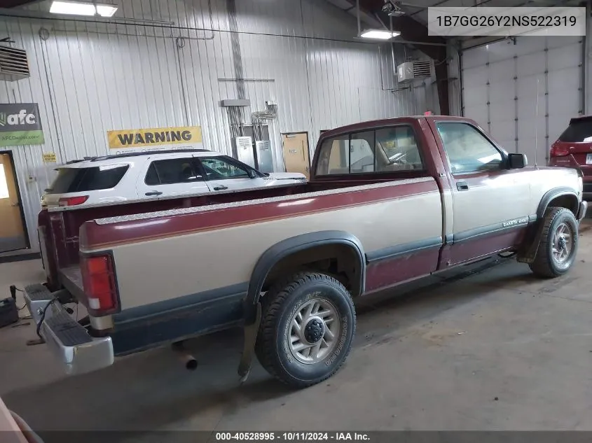 1B7GG26Y2NS522319 1992 Dodge Dakota