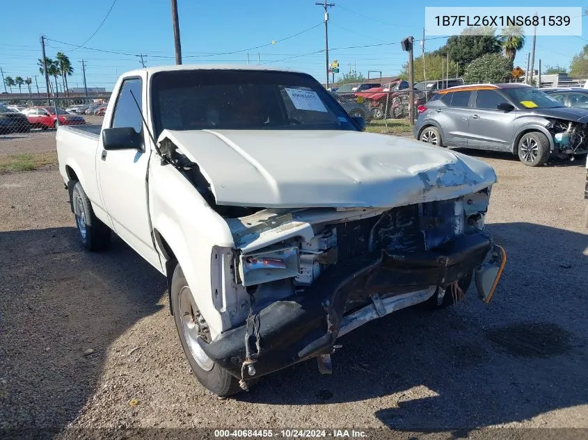 1992 Dodge Dakota VIN: 1B7FL26X1NS681539 Lot: 40684455