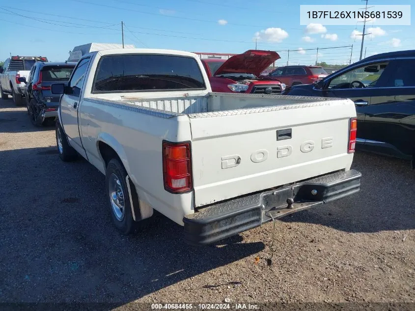 1992 Dodge Dakota VIN: 1B7FL26X1NS681539 Lot: 40684455