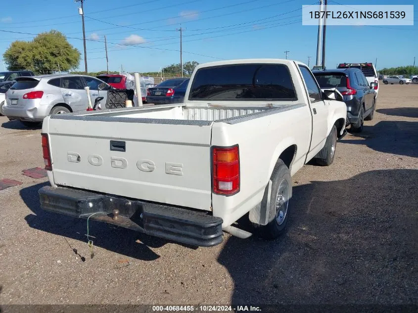 1992 Dodge Dakota VIN: 1B7FL26X1NS681539 Lot: 40684455