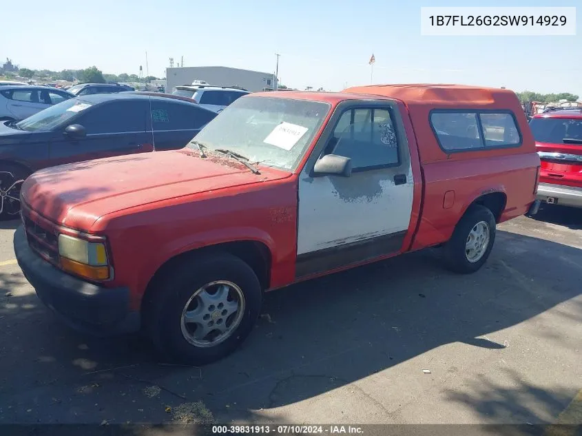 1995 Dodge Dakota VIN: 1B7FL26G2SW914929 Lot: 39831913