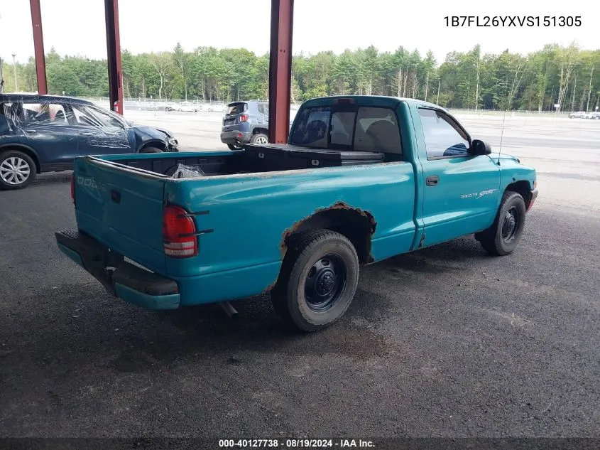 1997 Dodge Dakota Slt/Sport VIN: 1B7FL26YXVS151305 Lot: 40127738