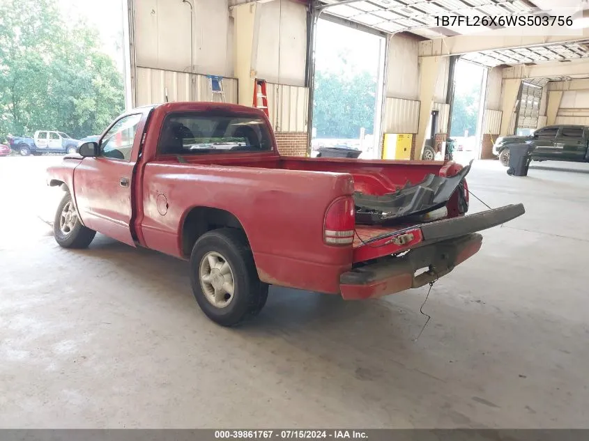 1998 Dodge Dakota Slt/Sport VIN: 1B7FL26X6WS503756 Lot: 39861767