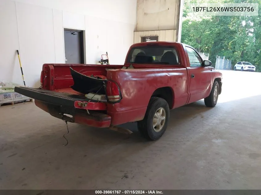 1998 Dodge Dakota Slt/Sport VIN: 1B7FL26X6WS503756 Lot: 39861767