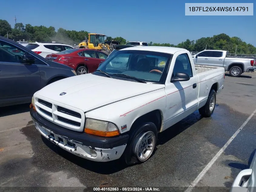 1998 Dodge Dakota Slt/Sport VIN: 1B7FL26X4WS614791 Lot: 40152863