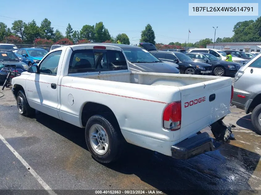 1998 Dodge Dakota Slt/Sport VIN: 1B7FL26X4WS614791 Lot: 40152863