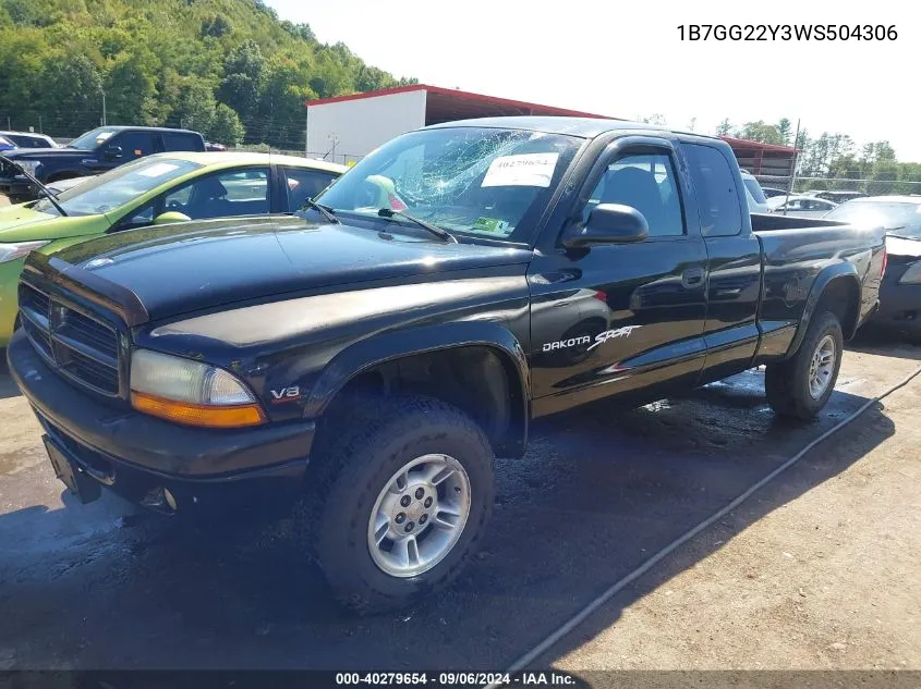 1998 Dodge Dakota Slt/Sport VIN: 1B7GG22Y3WS504306 Lot: 40279654