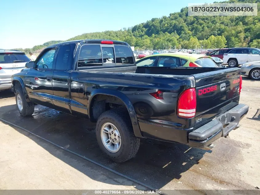 1998 Dodge Dakota Slt/Sport VIN: 1B7GG22Y3WS504306 Lot: 40279654