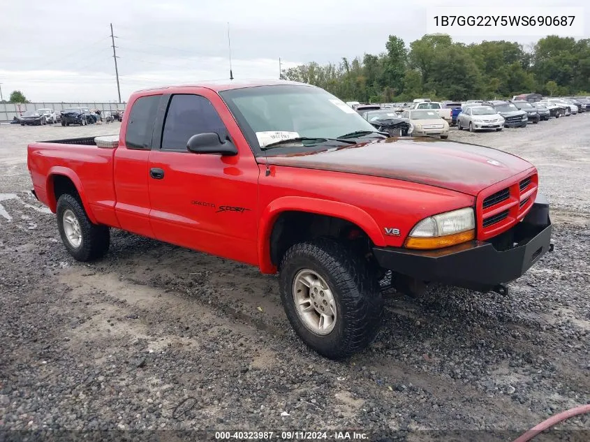 1998 Dodge Dakota Slt/Sport VIN: 1B7GG22Y5WS690687 Lot: 40323987