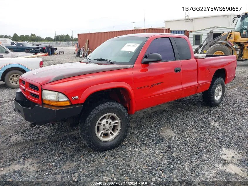 1998 Dodge Dakota Slt/Sport VIN: 1B7GG22Y5WS690687 Lot: 40323987