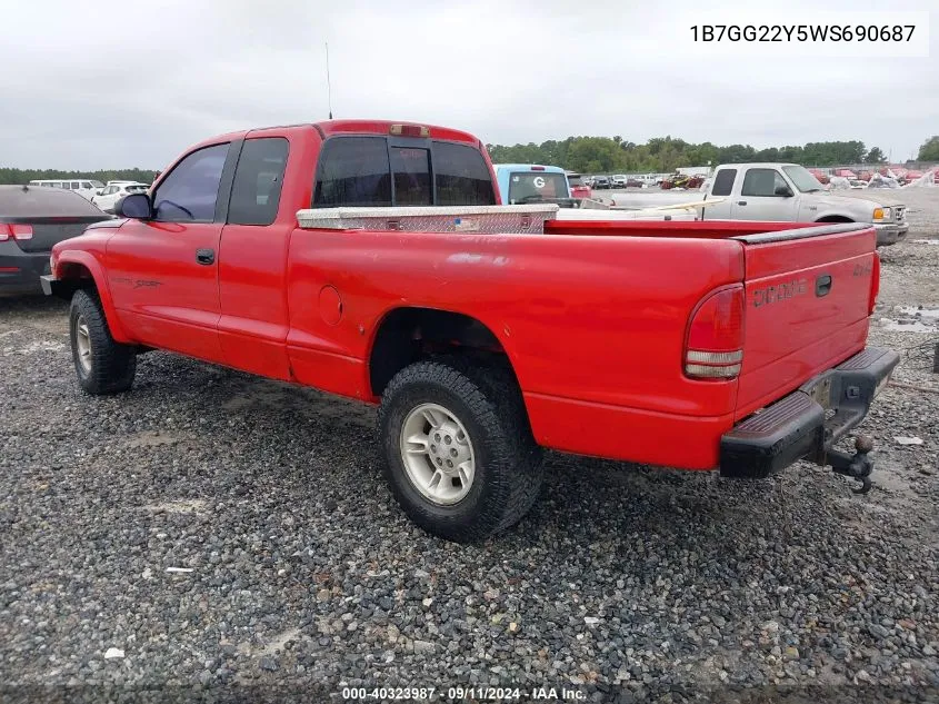 1998 Dodge Dakota Slt/Sport VIN: 1B7GG22Y5WS690687 Lot: 40323987