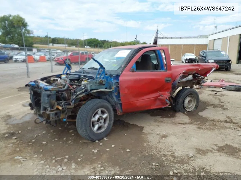 1998 Dodge Dakota Slt/Sport VIN: 1B7FL26X4WS647242 Lot: 40359679