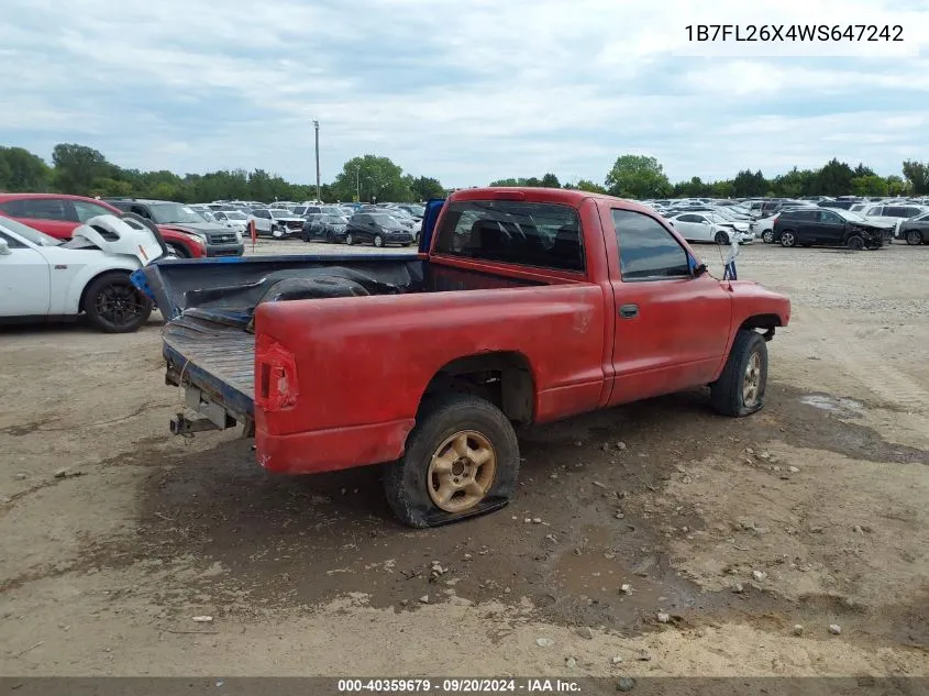 1998 Dodge Dakota Slt/Sport VIN: 1B7FL26X4WS647242 Lot: 40359679