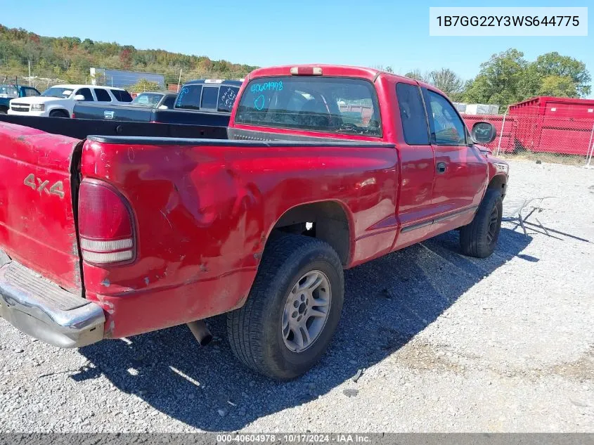 1B7GG22Y3WS644775 1998 Dodge Dakota Slt/Sport