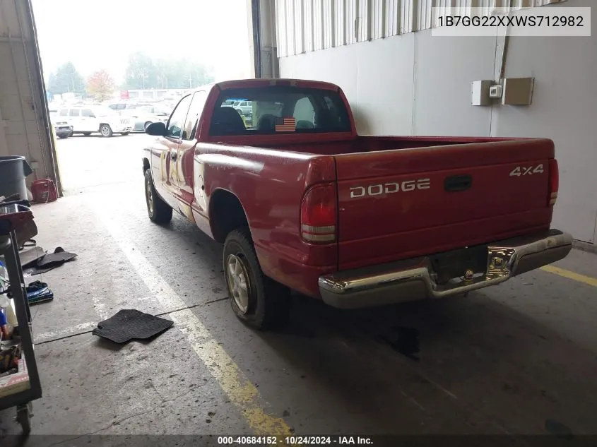 1998 Dodge Dakota VIN: 1B7GG22XXWS712982 Lot: 40684152