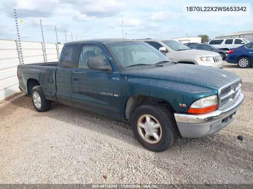 1998 Dodge Dakota Slt/Sport VIN: 1B7GL22X2WS653342 Lot: 40735255