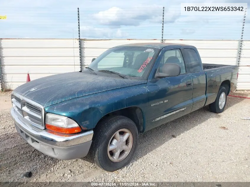 1998 Dodge Dakota Slt/Sport VIN: 1B7GL22X2WS653342 Lot: 40735255