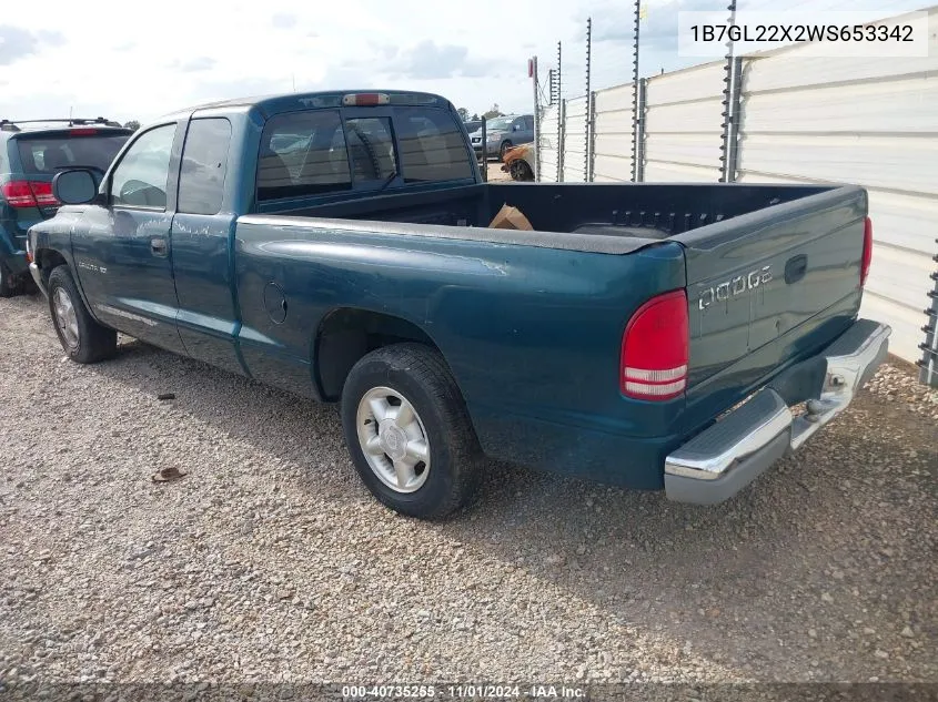 1998 Dodge Dakota Slt/Sport VIN: 1B7GL22X2WS653342 Lot: 40735255