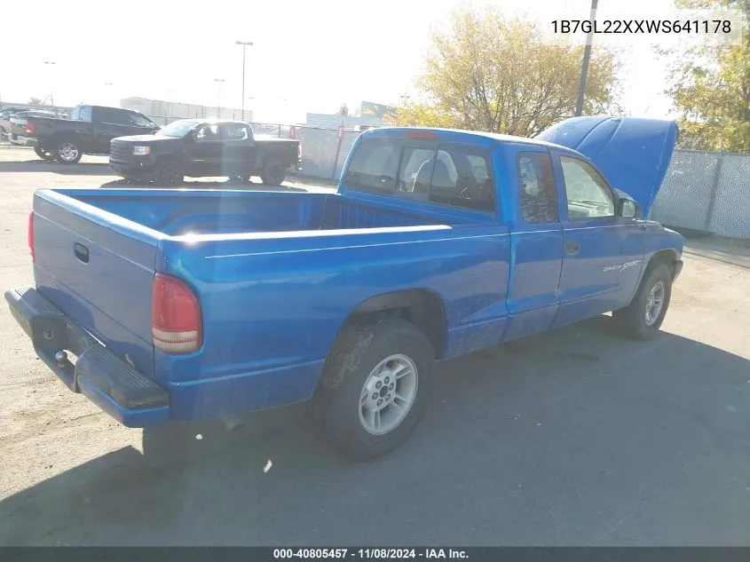 1998 Dodge Dakota Slt/Sport VIN: 1B7GL22XXWS641178 Lot: 40805457