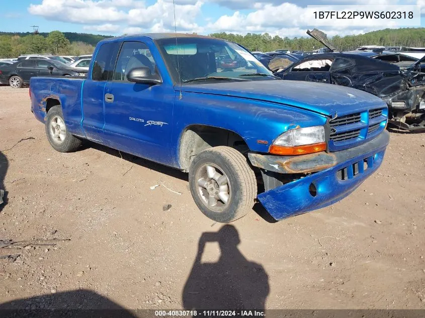 1998 Dodge Dakota Slt/Sport VIN: 1B7FL22P9WS602318 Lot: 40830718