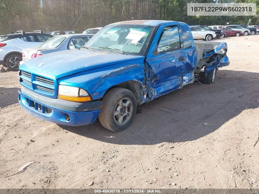 1998 Dodge Dakota Slt/Sport VIN: 1B7FL22P9WS602318 Lot: 40830718