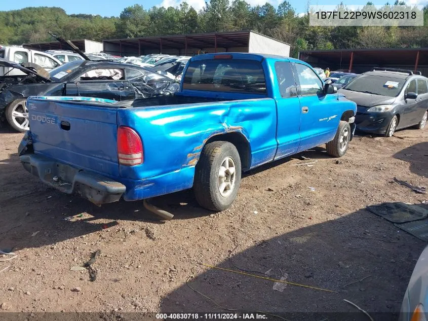 1998 Dodge Dakota Slt/Sport VIN: 1B7FL22P9WS602318 Lot: 40830718