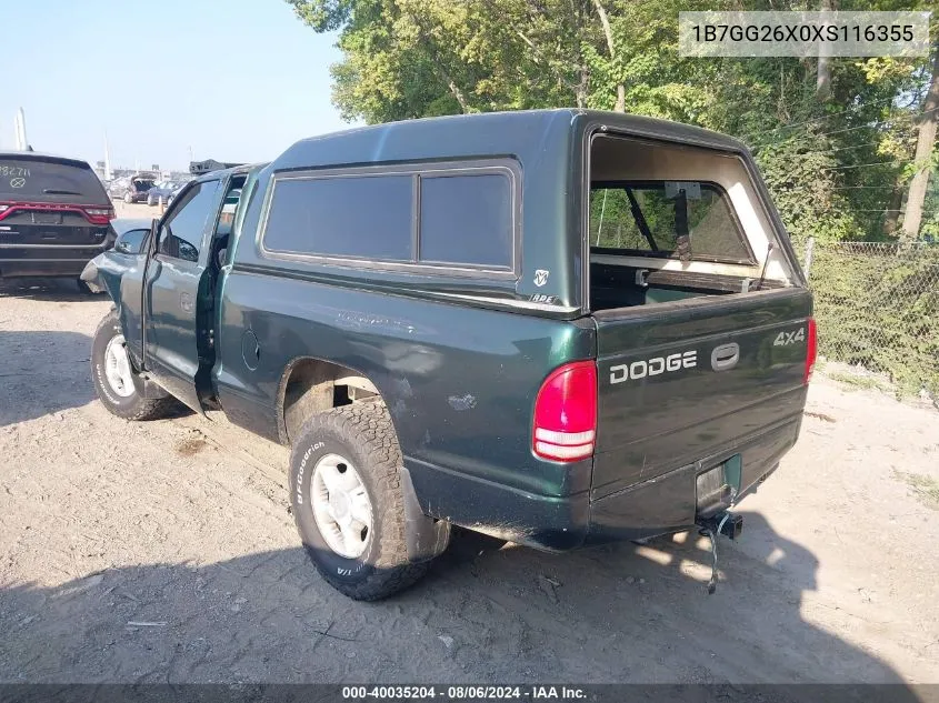 1999 Dodge Dakota Slt/Sport VIN: 1B7GG26X0XS116355 Lot: 40035204