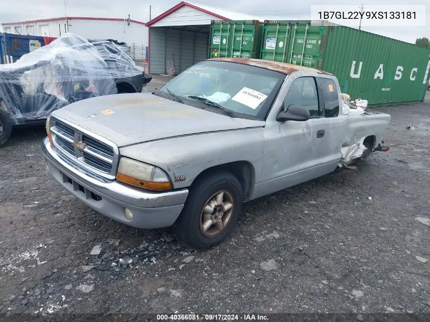 1999 Dodge Dakota Slt/Sport VIN: 1B7GL22Y9XS133181 Lot: 40366081