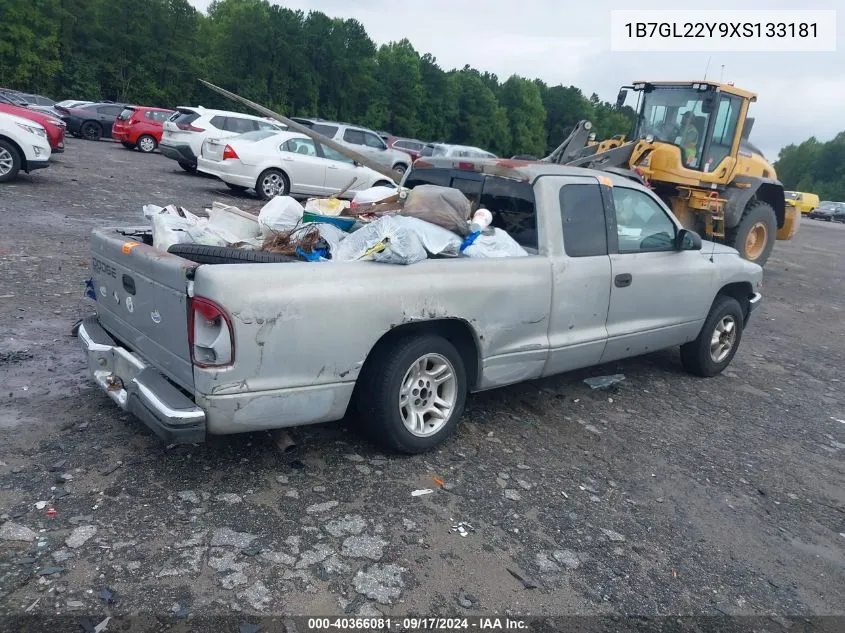 1999 Dodge Dakota Slt/Sport VIN: 1B7GL22Y9XS133181 Lot: 40366081