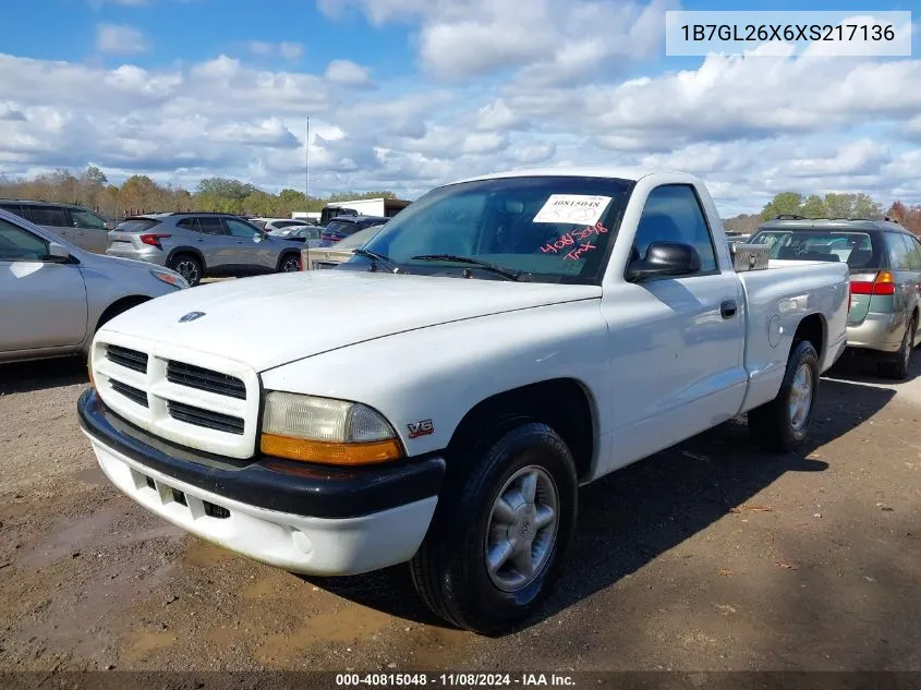 1999 Dodge Dakota Slt/Sport VIN: 1B7GL26X6XS217136 Lot: 40815048