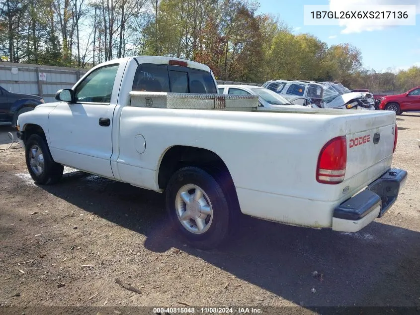 1999 Dodge Dakota Slt/Sport VIN: 1B7GL26X6XS217136 Lot: 40815048