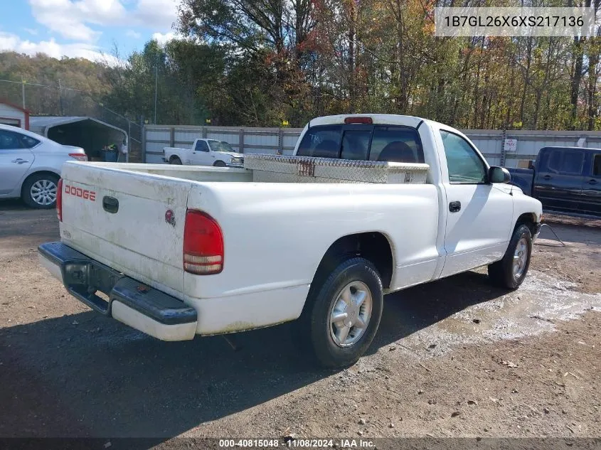 1999 Dodge Dakota Slt/Sport VIN: 1B7GL26X6XS217136 Lot: 40815048