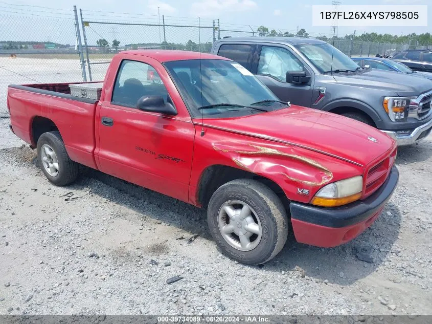 2000 Dodge Dakota Slt/Sport VIN: 1B7FL26X4YS798505 Lot: 39734089