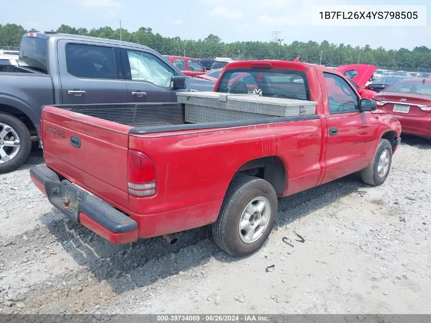 2000 Dodge Dakota Slt/Sport VIN: 1B7FL26X4YS798505 Lot: 39734089