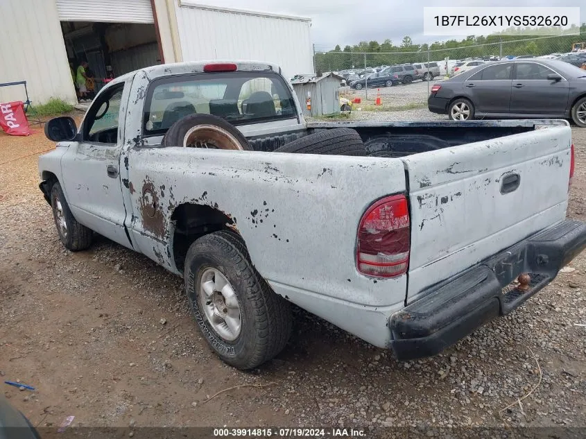 2000 Dodge Dakota Slt/Sport VIN: 1B7FL26X1YS532620 Lot: 39914815