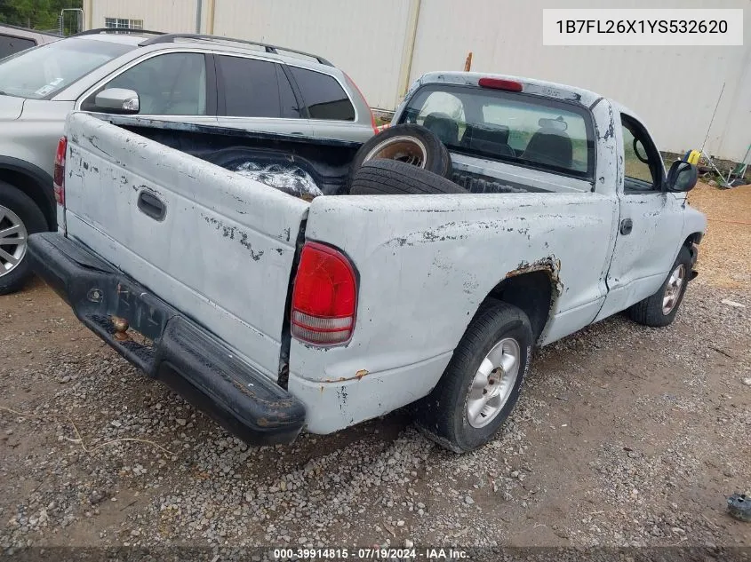 2000 Dodge Dakota Slt/Sport VIN: 1B7FL26X1YS532620 Lot: 39914815