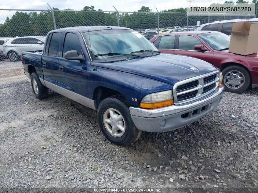 2000 Dodge Dakota Slt/Sport VIN: 1B7GL2AN8YS685280 Lot: 39918446