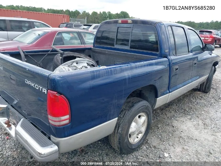 2000 Dodge Dakota Slt/Sport VIN: 1B7GL2AN8YS685280 Lot: 39918446