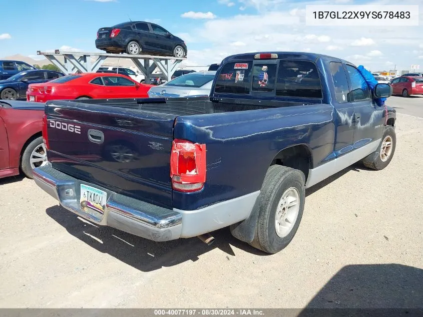 2000 Dodge Dakota Slt/Sport VIN: 1B7GL22X9YS678483 Lot: 40077197