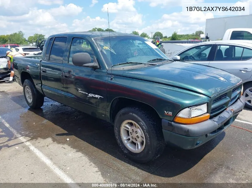 2000 Dodge Dakota Slt/Sport VIN: 1B7GL2AX7YS642034 Lot: 40095676