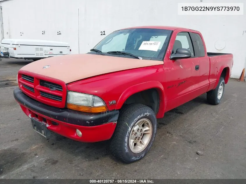 2000 Dodge Dakota Slt/Sport VIN: 1B7GG22N9YS773970 Lot: 40120757